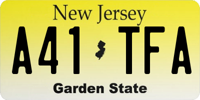NJ license plate A41TFA
