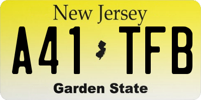NJ license plate A41TFB