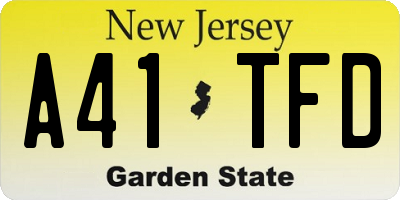NJ license plate A41TFD