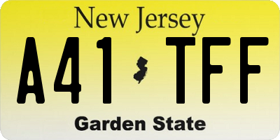 NJ license plate A41TFF