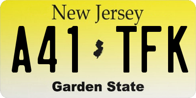 NJ license plate A41TFK