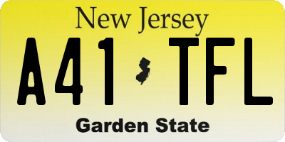 NJ license plate A41TFL