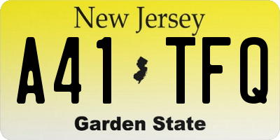 NJ license plate A41TFQ