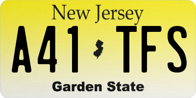 NJ license plate A41TFS