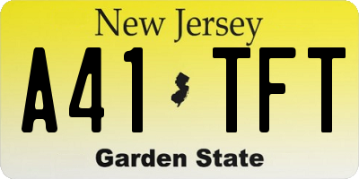 NJ license plate A41TFT