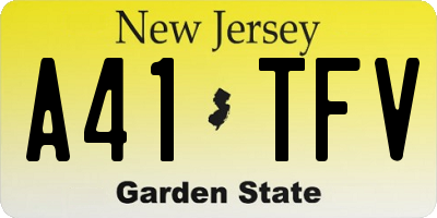 NJ license plate A41TFV