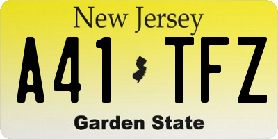 NJ license plate A41TFZ
