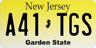 NJ license plate A41TGS