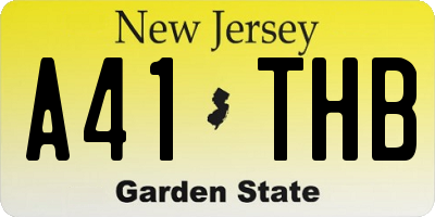 NJ license plate A41THB