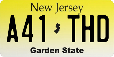 NJ license plate A41THD
