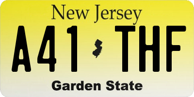 NJ license plate A41THF