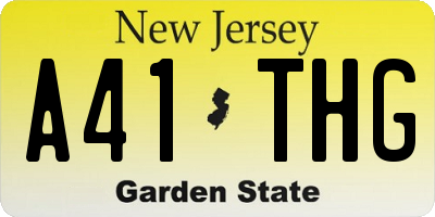 NJ license plate A41THG
