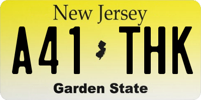 NJ license plate A41THK