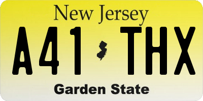 NJ license plate A41THX