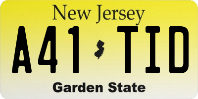 NJ license plate A41TID
