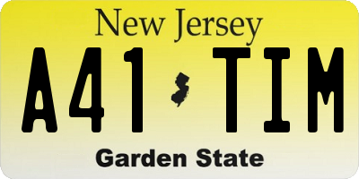 NJ license plate A41TIM