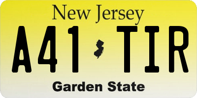 NJ license plate A41TIR