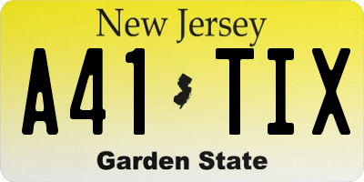 NJ license plate A41TIX