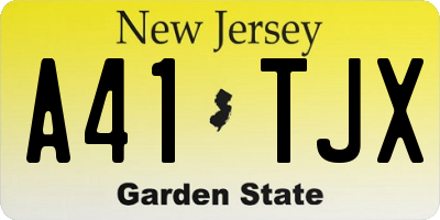 NJ license plate A41TJX
