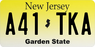 NJ license plate A41TKA