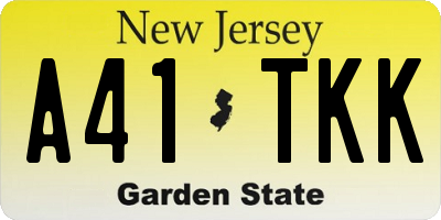 NJ license plate A41TKK