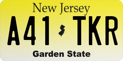 NJ license plate A41TKR