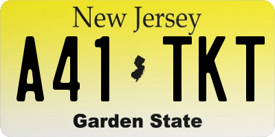 NJ license plate A41TKT