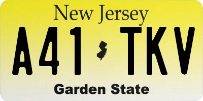 NJ license plate A41TKV
