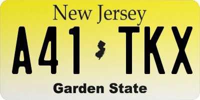 NJ license plate A41TKX
