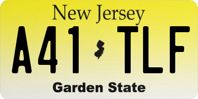 NJ license plate A41TLF