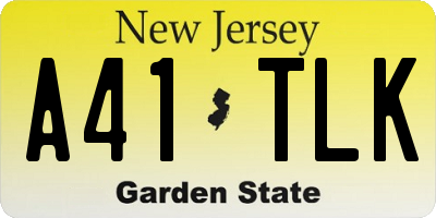 NJ license plate A41TLK