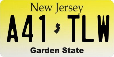 NJ license plate A41TLW