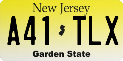 NJ license plate A41TLX