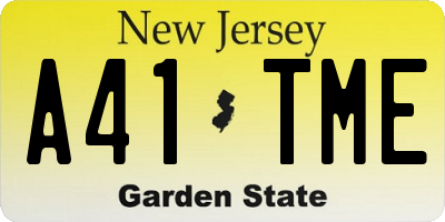 NJ license plate A41TME