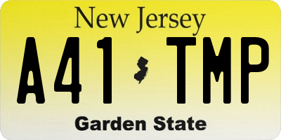 NJ license plate A41TMP