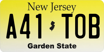 NJ license plate A41TOB