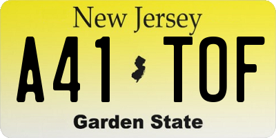 NJ license plate A41TOF
