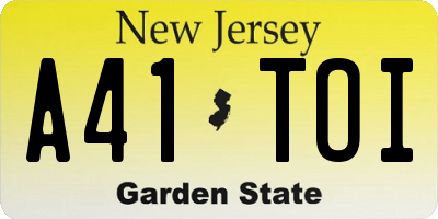 NJ license plate A41TOI