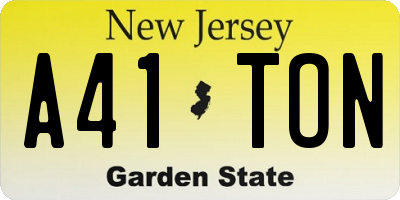NJ license plate A41TON