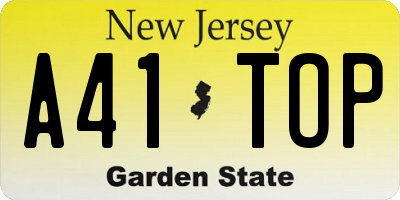 NJ license plate A41TOP