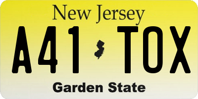 NJ license plate A41TOX
