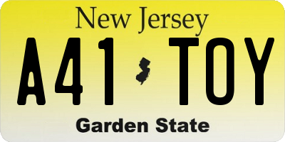 NJ license plate A41TOY