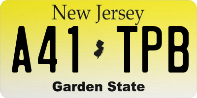 NJ license plate A41TPB