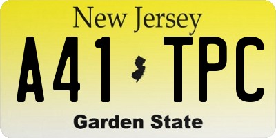 NJ license plate A41TPC