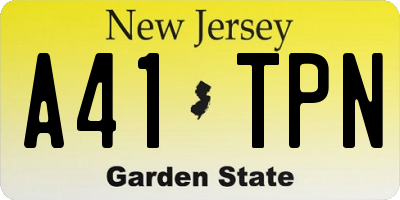 NJ license plate A41TPN