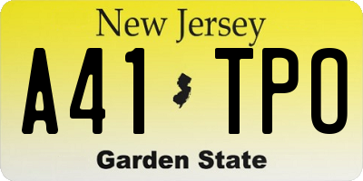 NJ license plate A41TPO