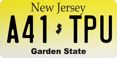 NJ license plate A41TPU