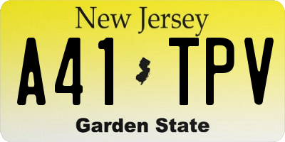 NJ license plate A41TPV