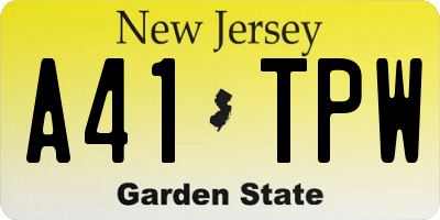 NJ license plate A41TPW