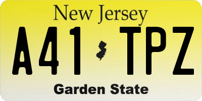 NJ license plate A41TPZ